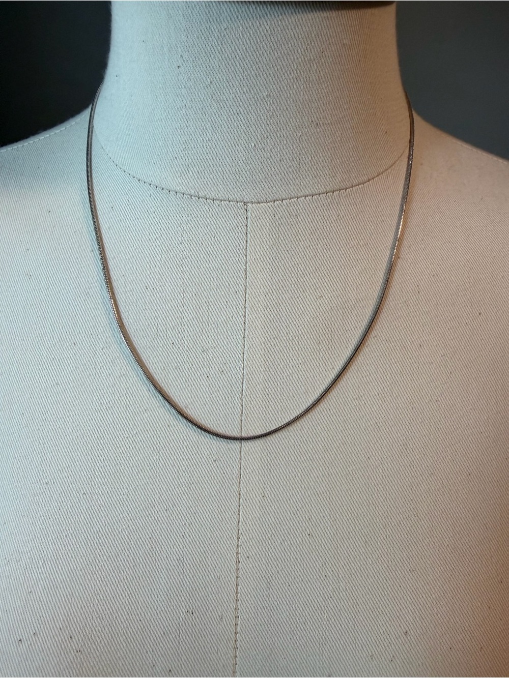 Sterling Silver Herringbone Chain Necklace - Silver